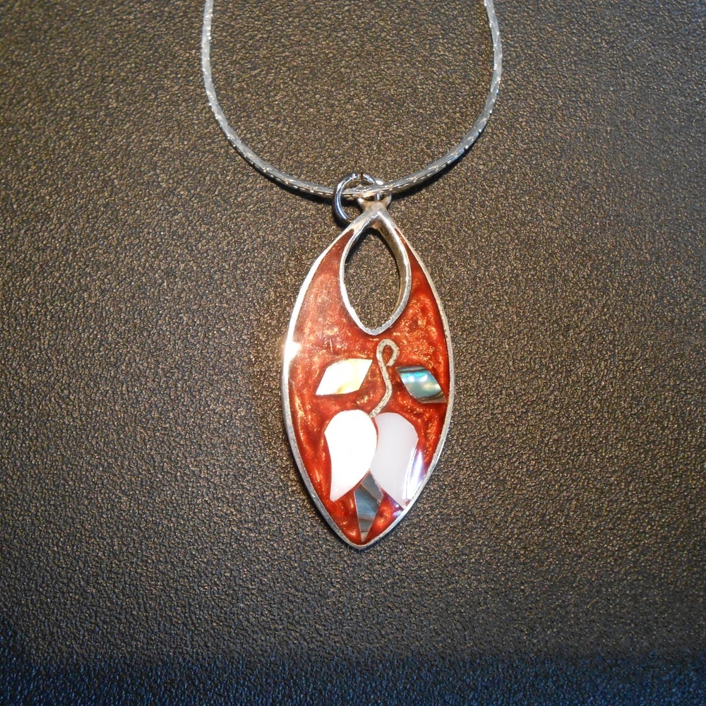 Silver and Abalone Necklace - 22"